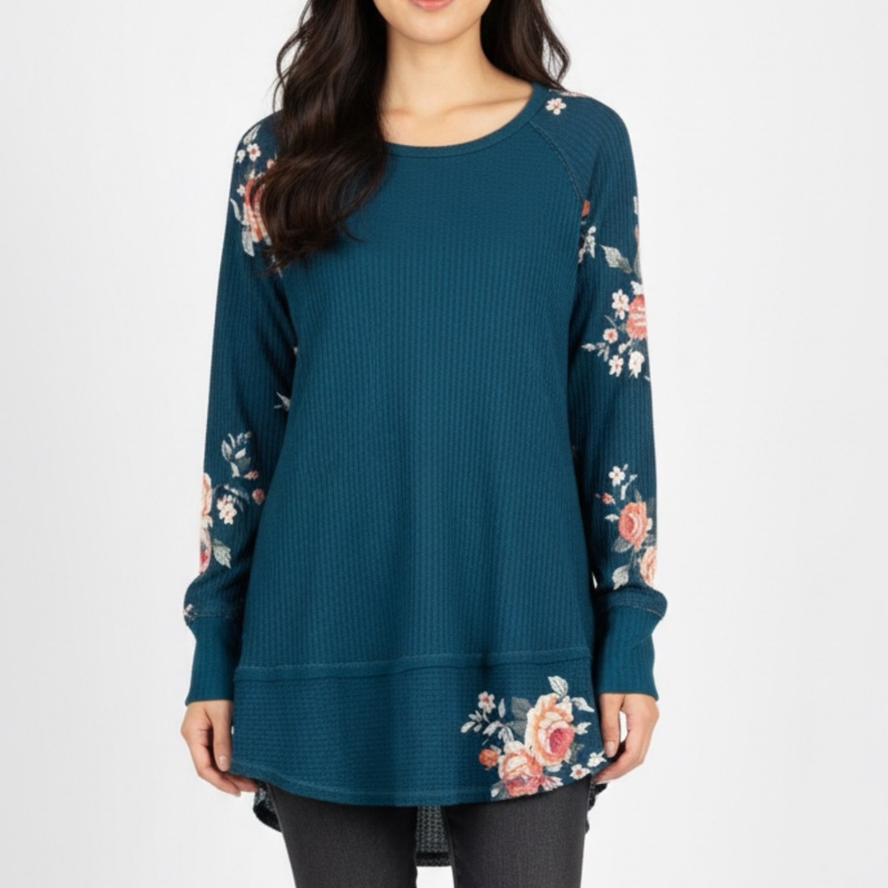 257 -‎ Deep Teal 2 / Floral Accents - Size L
